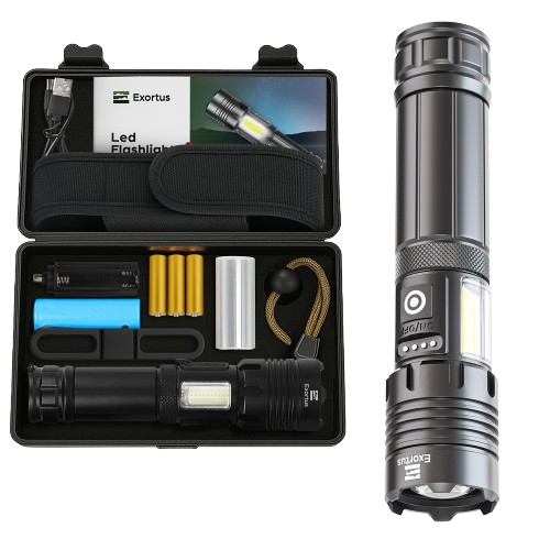 Exortus® - Oplaadbare LED Zaklamp - 5000 Lumen - Opbergdoos pakket - Exortus-Outdoor