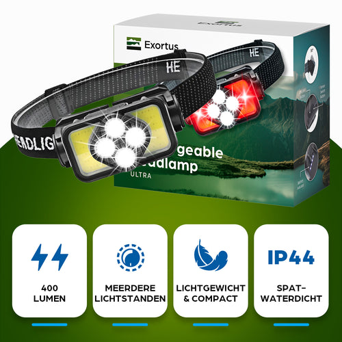Exortus® Oplaadbare LED Hoofdlamp - Exortus-Outdoor