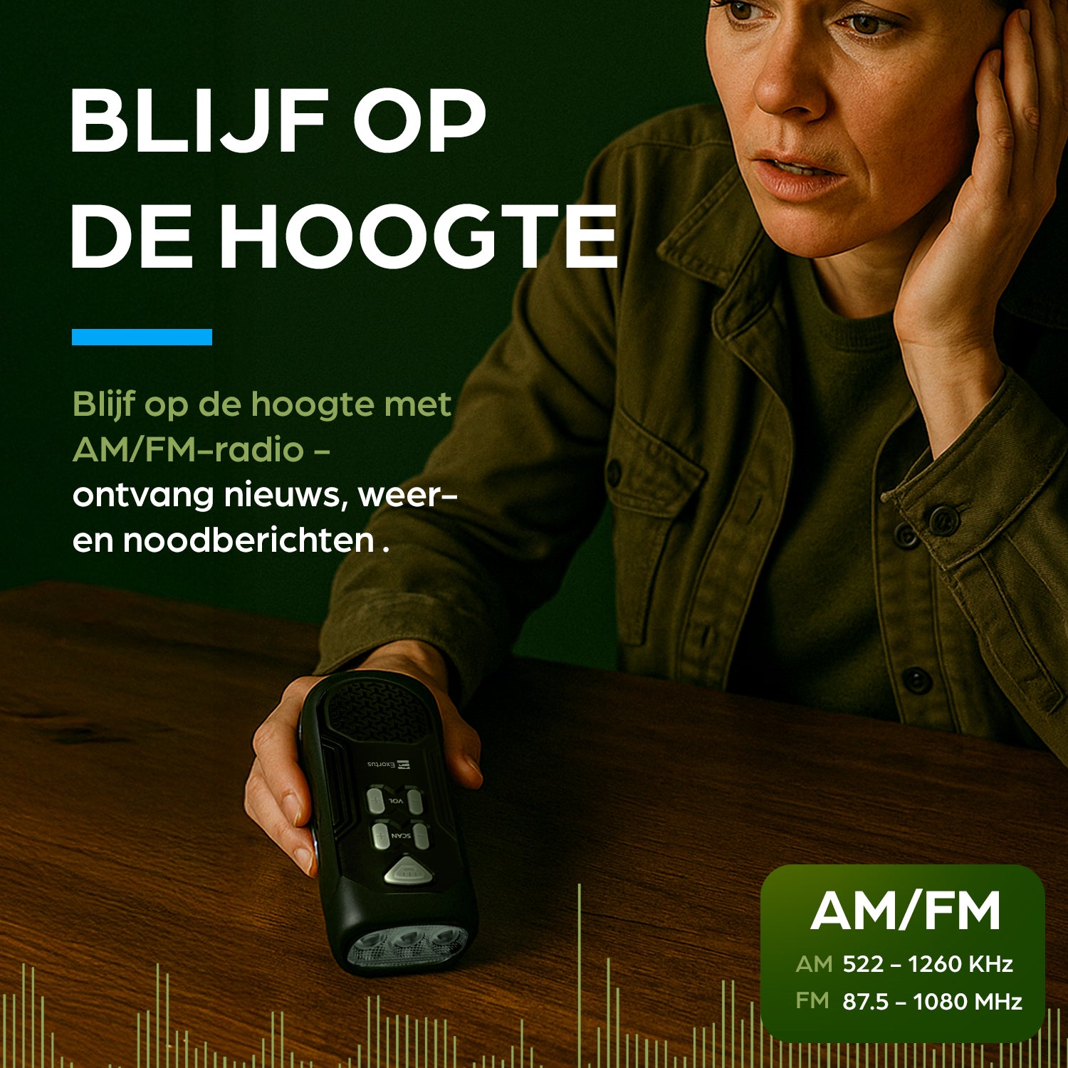 Exortus® - LED Zaklamp & Noodradio Dynamo Opwindbaar