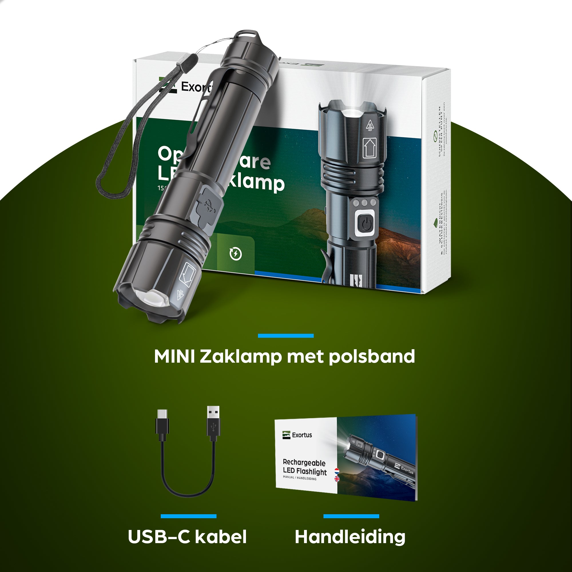 Exortus® - Oplaadbare LED Zaklamp - 1500 Lumen
