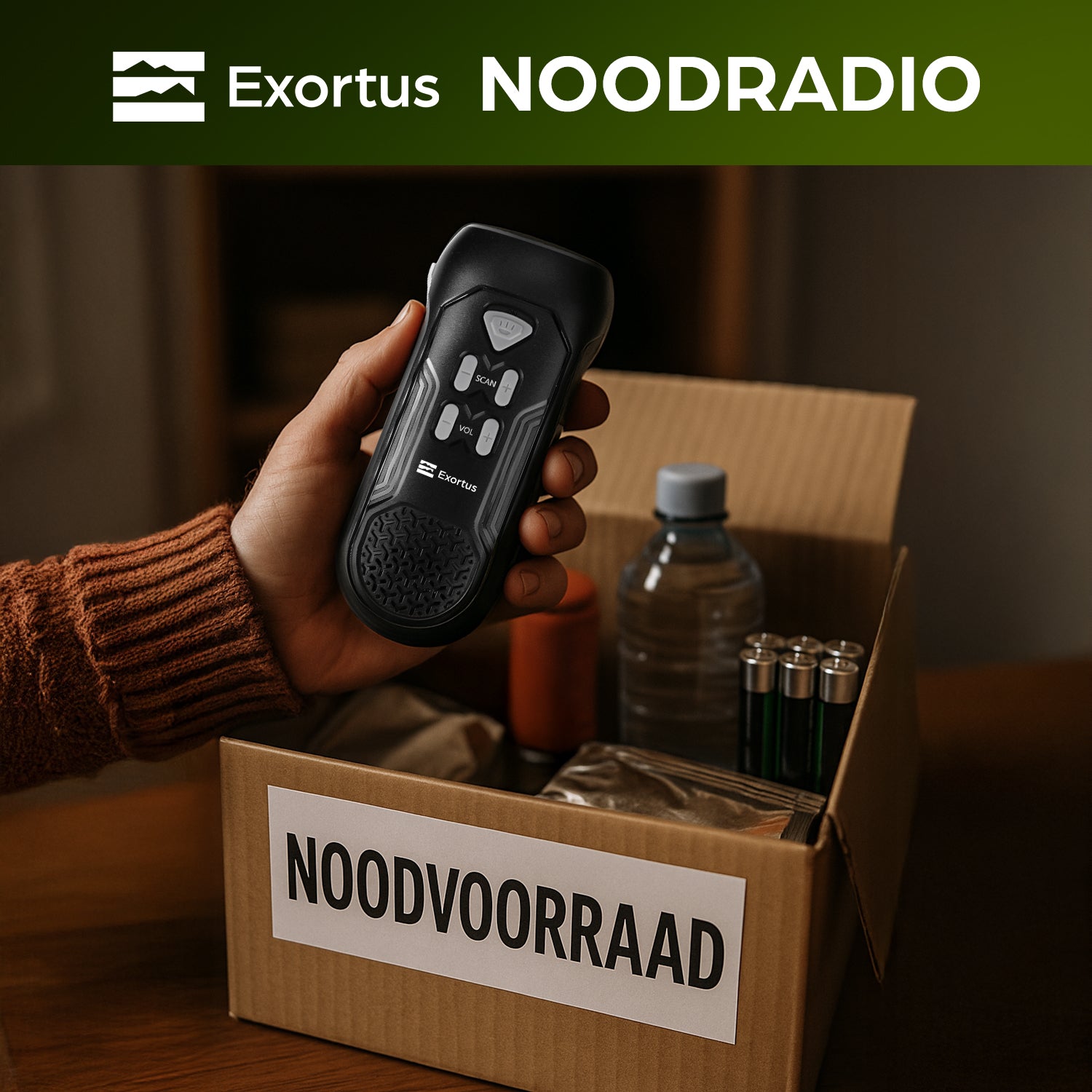 Exortus® - LED Zaklamp & Noodradio Dynamo Opwindbaar