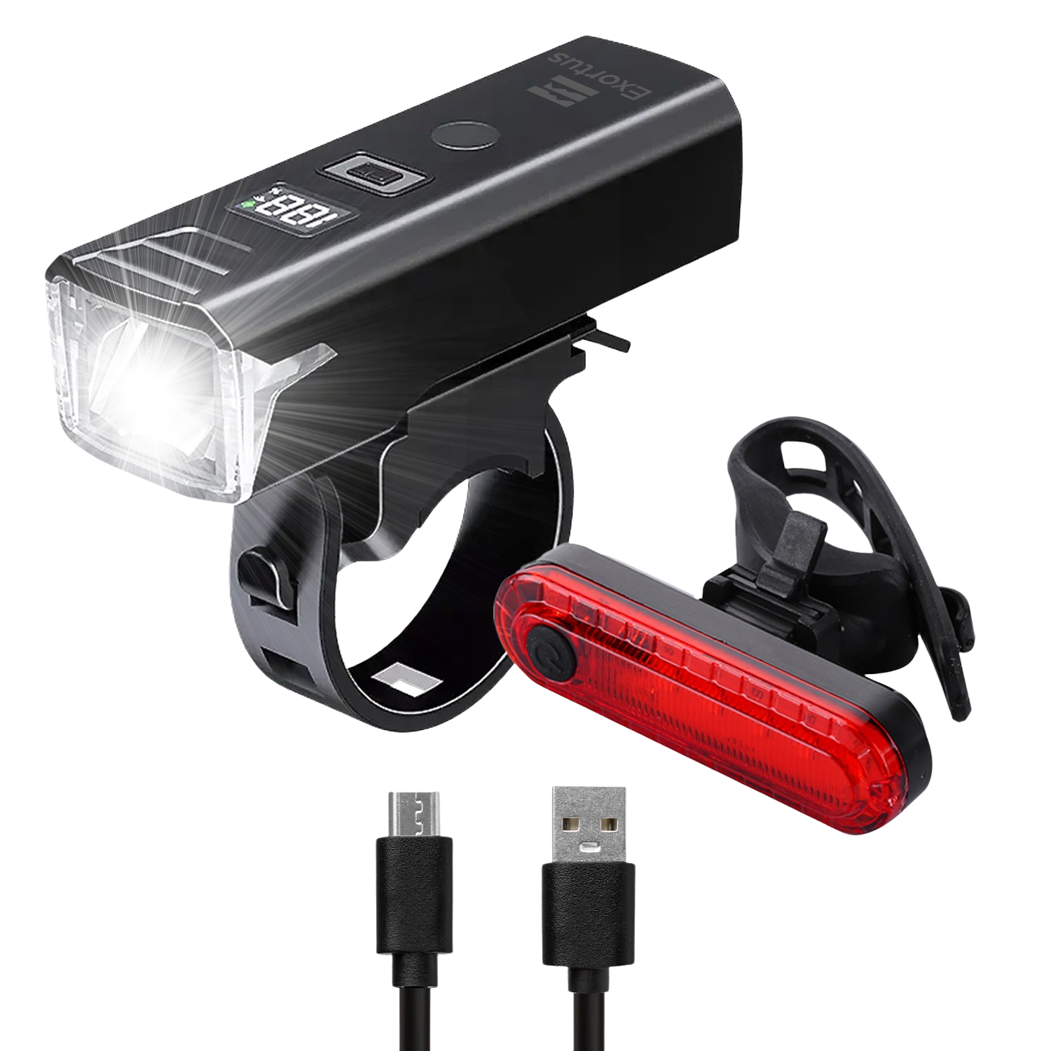 Exortus® - Oplaadbare LED Fietsverlichting set - Exortus-Outdoor
