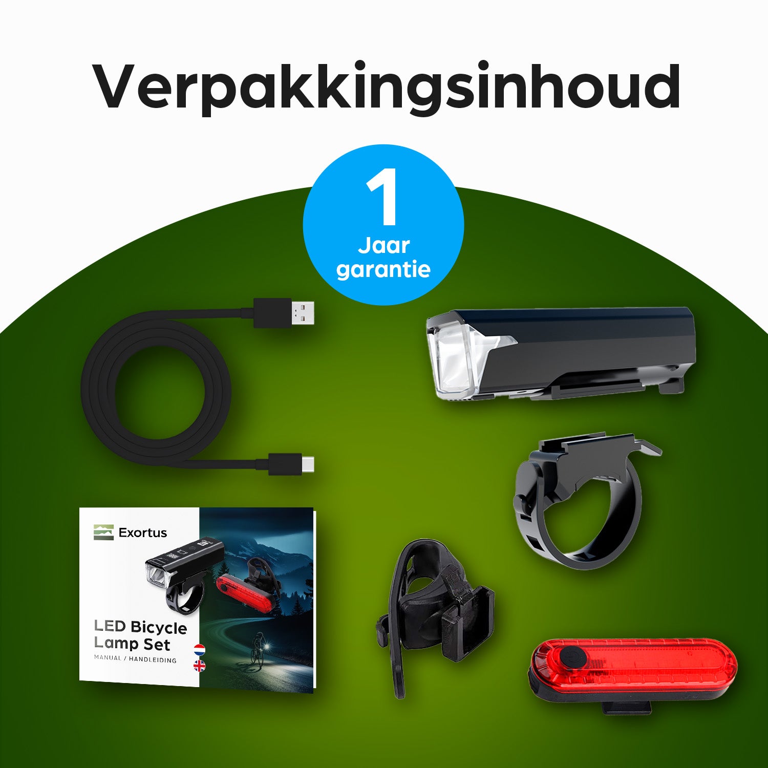 Exortus® - Oplaadbare LED Fietsverlichting set - Exortus-Outdoor