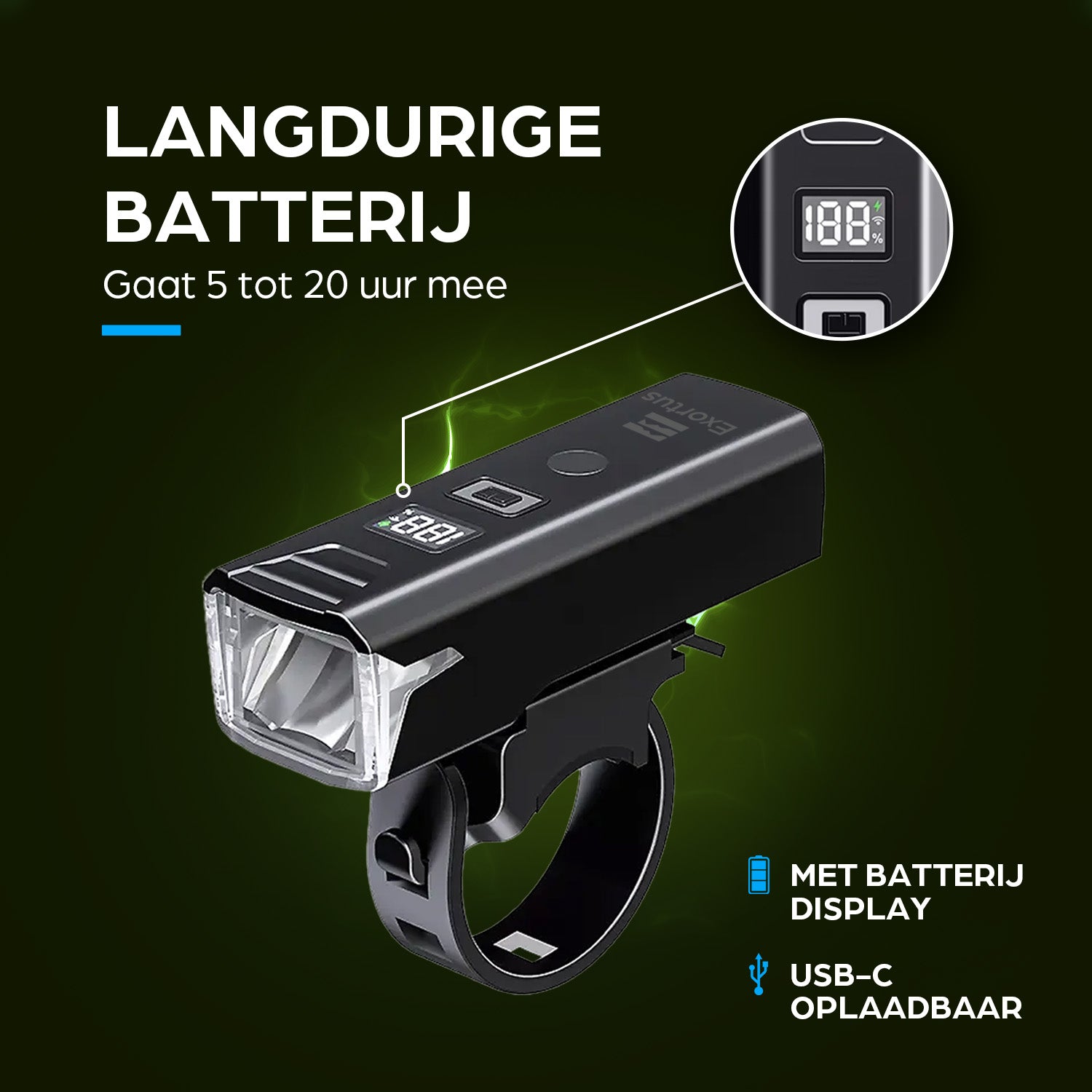 Exortus® - Oplaadbare LED Fietsverlichting set - Exortus-Outdoor