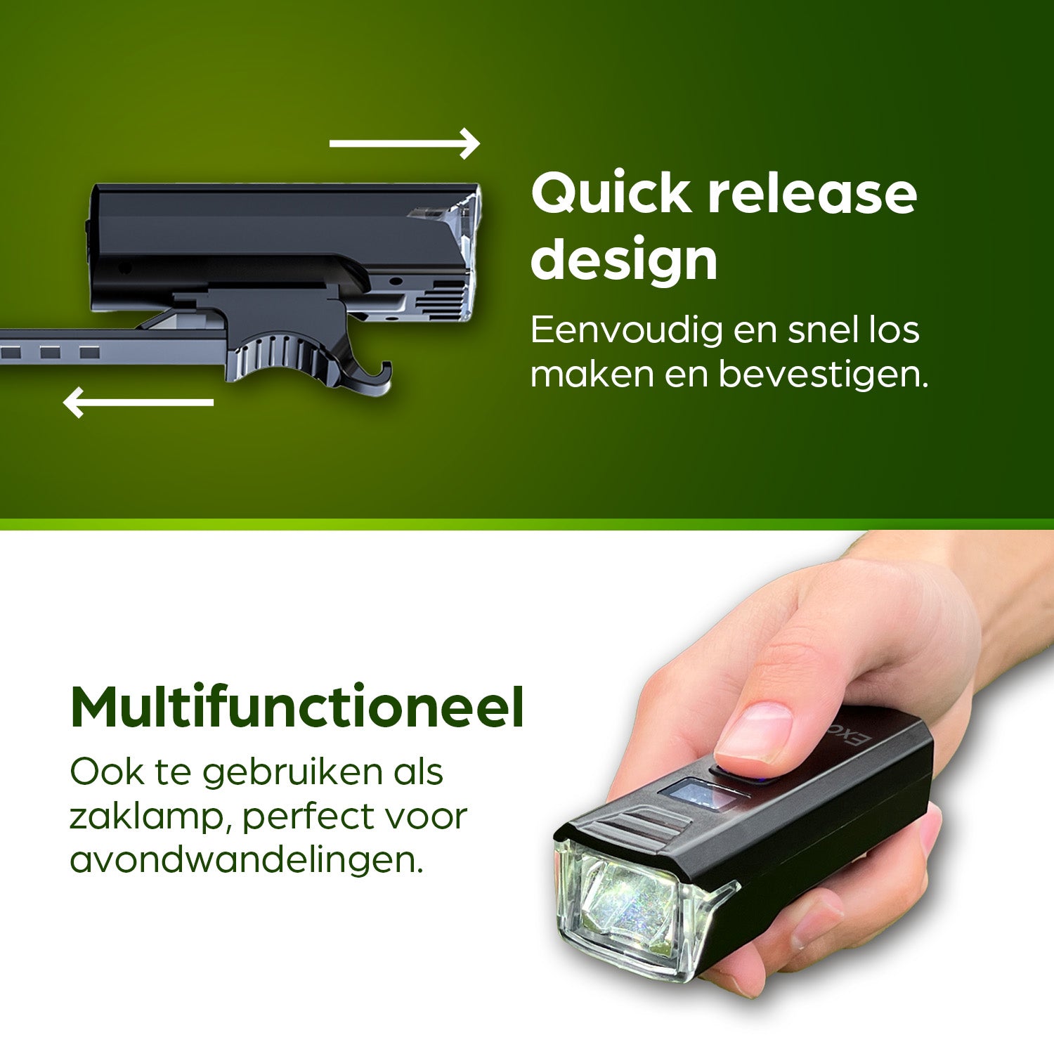 Exortus® - Oplaadbare LED Fietsverlichting set - Exortus-Outdoor