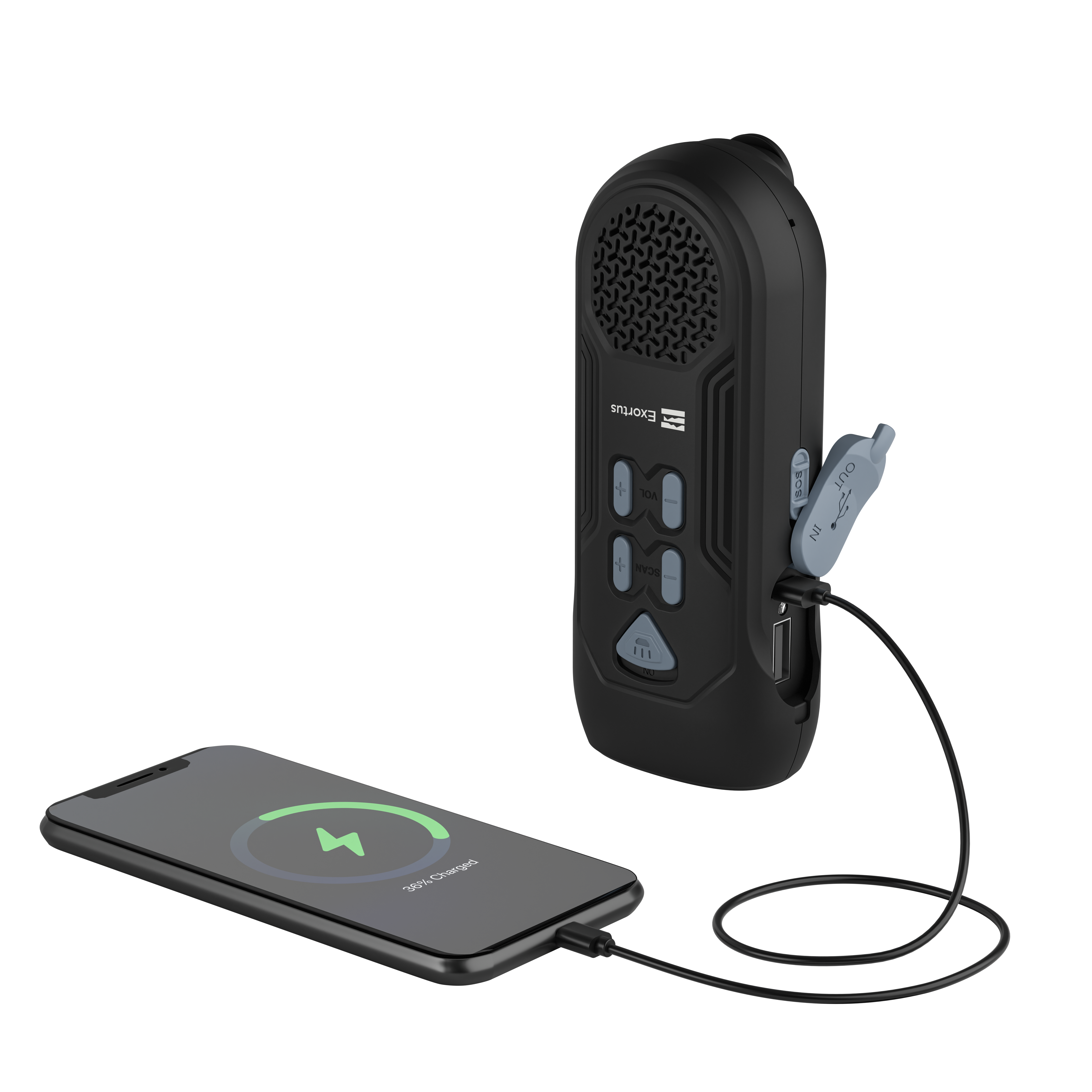 Exortus® - LED Zaklamp & Noodradio Dynamo Opwindbaar